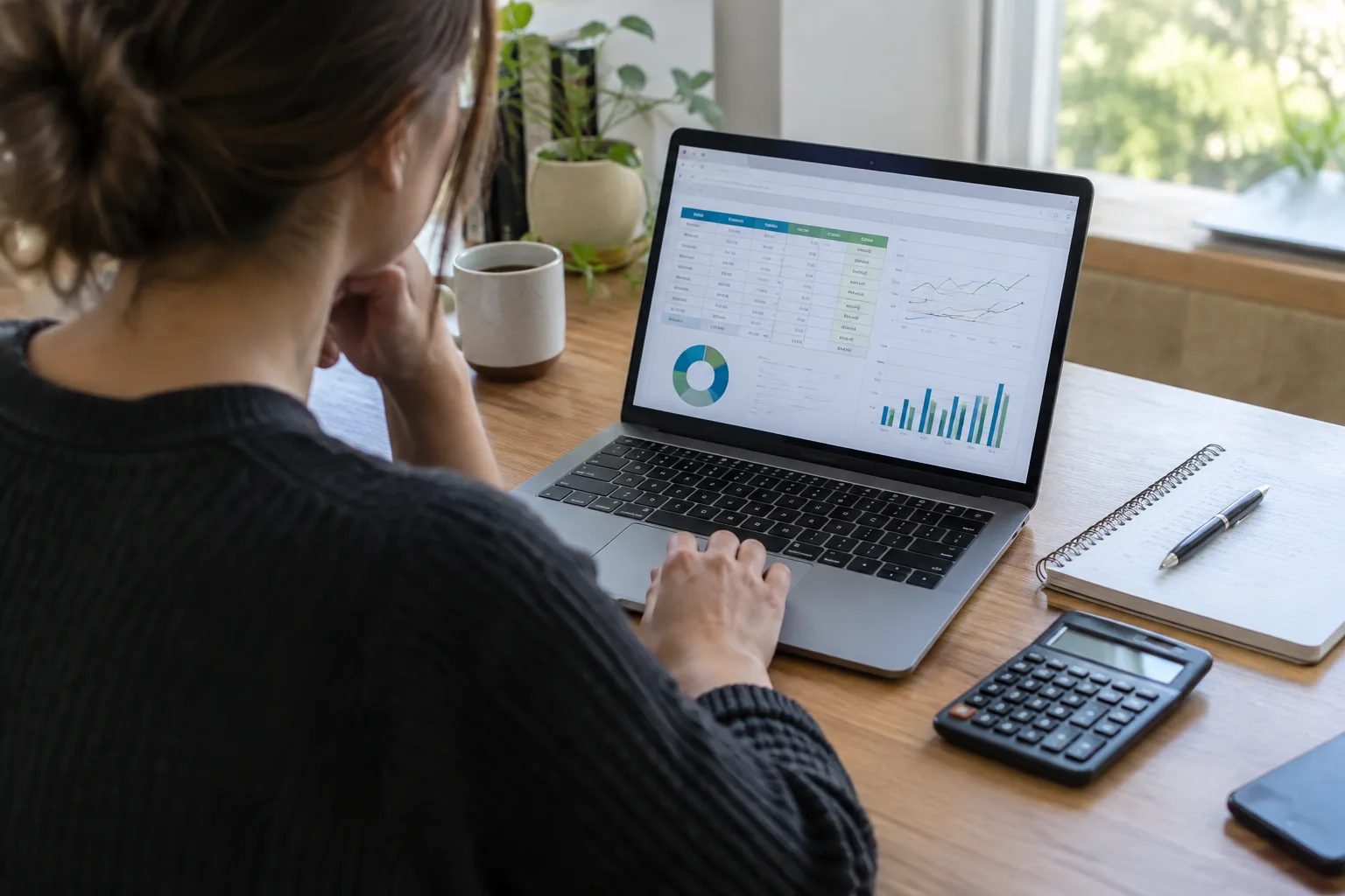Un dirigeant de petite entreprise examine des données marketing sur son ordinateur.